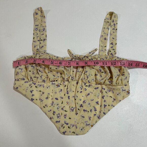 Princess Polly Yellow Floral Tie Front Corset Top Size 4 US / AU 8 - Picture 5 of 6